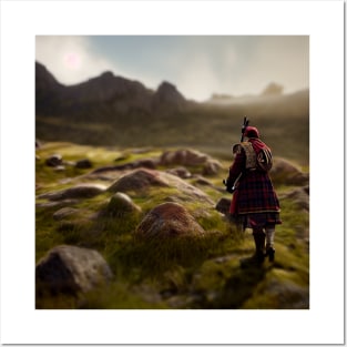 Scottish Highlander in Clan Tartan Posters and Art